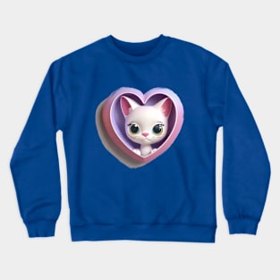 Super cute kitten in a heart frame Crewneck Sweatshirt